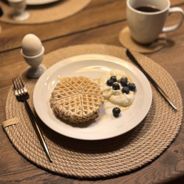 Rund dkkeserviet i jute  naturlig stil til dit bord (d33) - 1 stk.