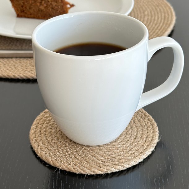 Glasbrik / Coaster i jute, rund, natur (d12) - 1 stk.