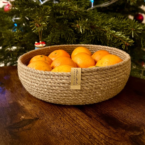 Lille lav jute kurv  perfekt til frugt, snacks og hygge, natur (h6xd20)