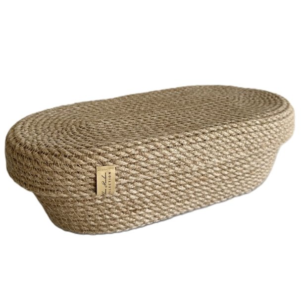 Brdkurv i jute, oval med lg, natur (h9xl33xb15)