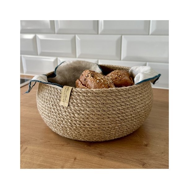 Rund brdkurv i jute  natur og hygge til dit bord, (h10xd20)